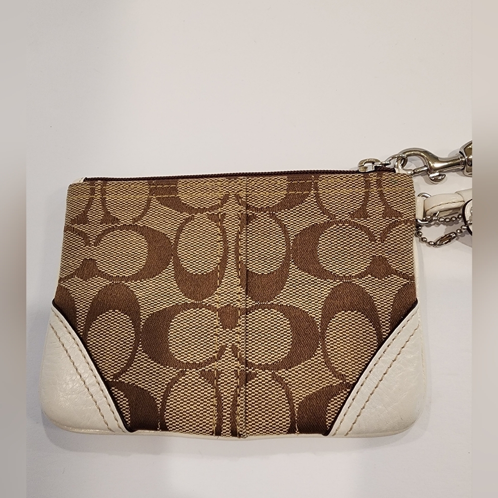 Coach Signature Canvas Leather Trim Wristlet - Picture 5 of 5